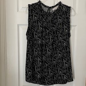 Loft Mixed Media Heart Ruffle Sleeveless Shell Top